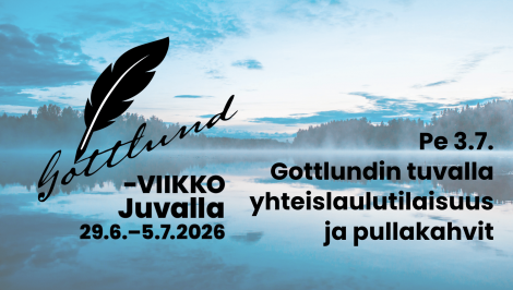 Yhteislaulutilaisuus Gottlundin kesälaulut, kahvia ja pullaa.