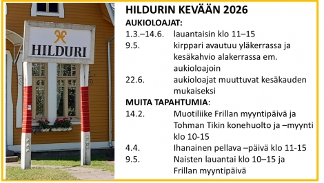 Hildurin aukioloajat keväällä 2026
